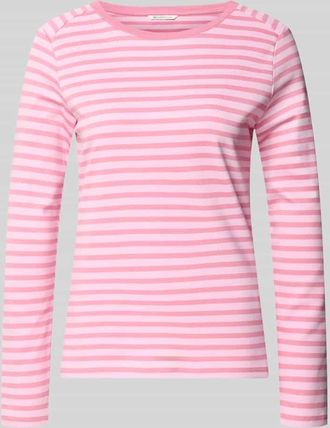 Tom Tailor Denim Regular Fit Langarmshirt aus reiner Bio-Baumwolle in Rosa Melange, Gr&ouml;&szlig;e S