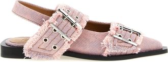 Ganni Slingback-Tasche Feminine Buckle Fringed Denim