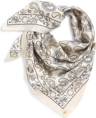 Lele Sadoughi Paisley Square Satin Scarf in Ivory at Nordstrom