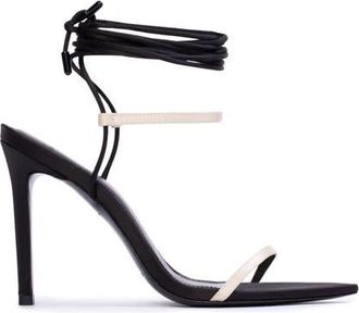 Black Suede Studio Lauren100 Strappy Sandal in Black/champagne Satin at Nordstrom, Size 38.5