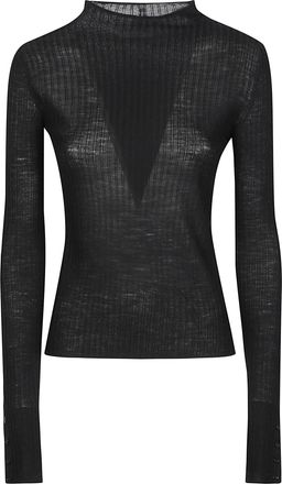 Patrizia Pepe Black Long Sleeve Turtle Neck Fitted Wool Turtleneck