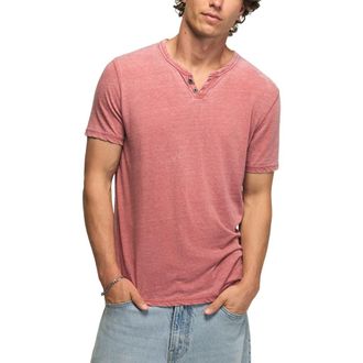 Lucky Brand Venice Button Neck Cotton Blend T-Shirt in Mauvewood at Nordstrom, Size X-Large
