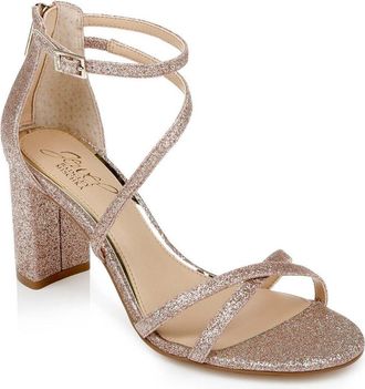 Badgley Mischka Devorah Sandal Womens 8.5 Pink Glitter Block Heel KHD1006