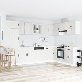 Berkfield Home Kitchen Cabinet Lucca with Double Basins - White Engineered Wood
