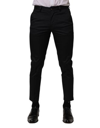 Dolce & Gabbana Mens Cotton Dress Trousers Navy Elastane