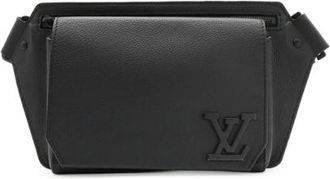 Louis Vuitton Pre-owned Aerogram Grained Leather Waist Bag - Dames - Vintage Schoudertas - Zwart - ONE Size - Leer - Vintage