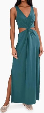 Beyond Yoga Maxi Around The World Front Twist Dress In Teal Sea