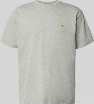 Carhartt Work in Progress Regular Fit T-Shirt mit Logo-Stitching Modell Chase in Mittelgrau Melange, Gr&ouml;&szlig;e XXL