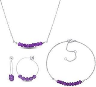 Delmar Amethyst Beaded Earrings, Bracelet & Necklace Set in Purple at Nordstrom Rack