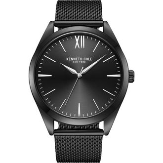 Kenneth Cole Classic Mesh Strap Watch, 44mm in Black at Nordstrom Rack