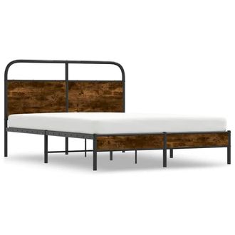 Berkfield Home Elegant Bed Frame Without Mattress 140x200 cm Smoked Oak Engineer in Brown