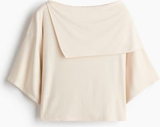 H&M Jerseyshirt mit Cape-Detail - Cremefarben