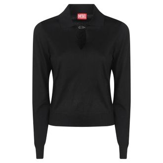 Diesel M-Lilli Knit Top - Dames - Ronde hals truien - Zwart - S - Katoen - Truien & Vesten