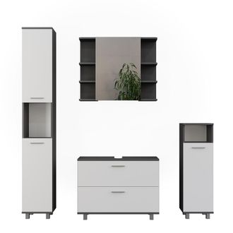 Vicco Conjunto De Muebles De Ba&ntilde;o Ilias, Antracita/blanco, 4 Partes