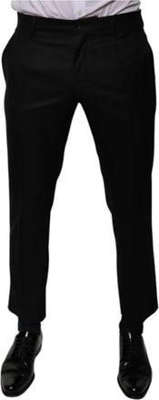 Dolce & Gabbana Zwarte Wol Tapered Jurk Broek - Heren - Nette broeken - Zwart - S - Wol - Broeken