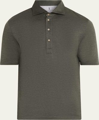 Brunello Cucinelli Mens Wool Blend Polo Shirt