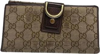 Gucci Pre-owned Cotton Wallet - Dames - Vintage Accessoires - Beige - ONE Size - Katoen - Vintage