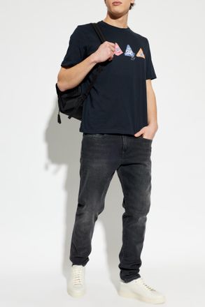Paul Smith T-shirt With A Colorful Print, Mens, Navy Blue