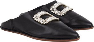 Roger Vivier Bab Viv Strass Buckle Suede Mule