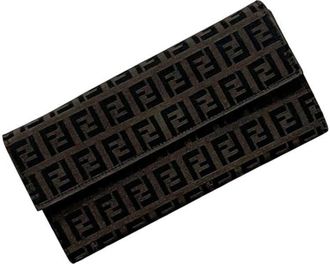 Fendi Brown Canvas Leather Long Wallet (Bi-Fold) (Pre-Owned)