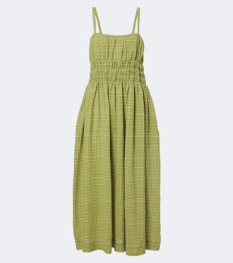 Asceno Verona checked cotton midi dress