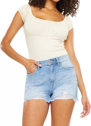 Kancan Ivanna Ultra High Rise Mom Shorts In Light Wash