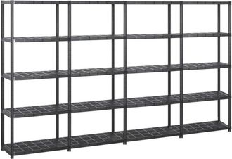 vidaXL Estanter&iacute;as De Almacenaje 5 Niveles Pl&aacute;stico Negro 284x38x170cm Vidaxl