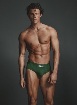 Lacoste Mens Solid croc-waistband stretch brief Cotton