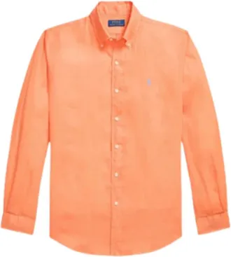Ralph Lauren Overhemden, Heren, Oranje, S, Linnen, Shirts