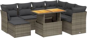 vidaXL Vidaxl - Set De Sof&aacute;s De Jard&iacute;n 8 Pzas Y Cojines Rat&aacute;n Sint&eacute;tico Gris