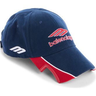 Balenciaga American Football Logo Embroidered Adjustable Baseball Cap in 4104 Dark Navy at Nordstrom, Size Medium