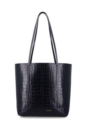 By Malene Birger Crocodile-Embossed Leather Tote Bag with Spacious Interior