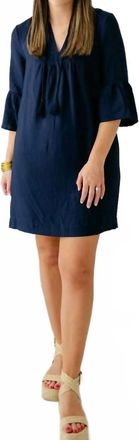 Jade Yoga Tam Bell Sleeve Dress In Navy