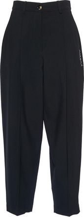 Marni Carrot Fit Black Straight Trousers With Chic Embroidery