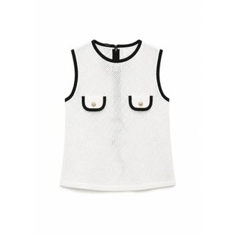 Elisabetta Franchi Gebreid microtrench T-shirt - Dames - Tops - Wit - Maat: M
