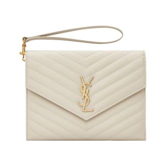 Saint Laurent Cassandre Matelass&eacute; Flap Pouch - female - Saint Laurent - Wallets & Cardholders - White - ONE SIZE - Accessories