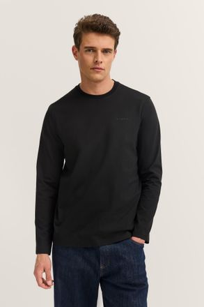 Bugatti Longsweatshirt BUGATTI Rundhals, Herren, Gr. XXL, schwarz (290, schwarz), Jersey, 100% Baumwolle, unifarben, normal, Rundhals, Sweatshirts Longsweatsh