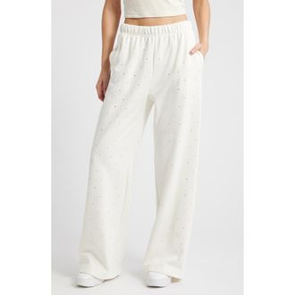 Good American Crystal Wide Leg Sweatpants in Cloud White001 at Nordstrom Rack, Size Xx-Large