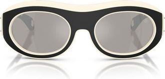 Moncler Ramillon 54mm Polarized Oval Sunglasses in Butter /Black /Mirror Silver at Nordstrom