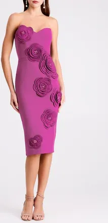 Helsi Kaia Floral Appliqu&eacute; Strapless Dress in Berry at Nordstrom, Size X-Small