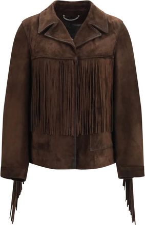 Golden Goose Giacca in pelle Journey con frange - - Jackets - Donna - Marrone - M
