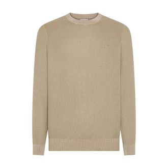Sun 68 Round-neck Knitwear, male, Beige, Size: S Round-neck Knitwear