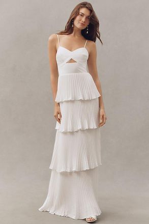 Dress The Population Zahrah Pleated Tiered Maxi Dress