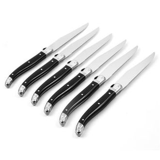 Be Home Laguiole 6 Piece Steak Knife Set, Platine in Wood Box with Acrylic Lid in Black at Nordstrom