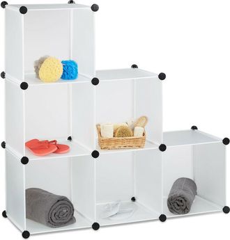 Relaxdays Relaxdays - 2x Storage Shelf Step Rack with 6 Compartments, Stacking Shelves as Closet or Room Divider, Open Bookcase, Black, Black