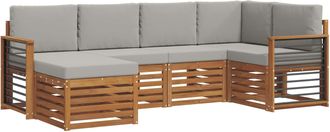 vidaXL Conjunto De Sof&aacute;s De Exterior 6 Uds. Gris Natural Y Claro Vidaxl