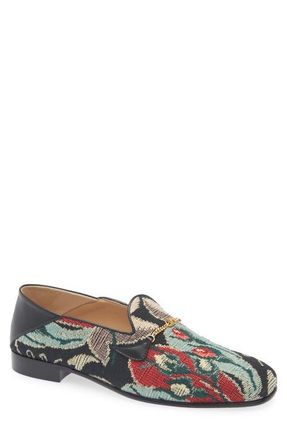 Valentino Garavani Floral Jacquard Bit Loafer in Black Multi at Nordstrom, Size 12Us