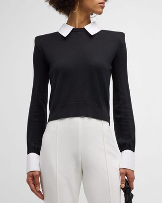L'agence April Poplin Collar Pullover Top