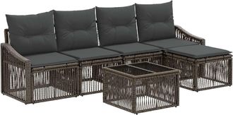 vidaXL Conjunto De Sof&aacute;s De Jard&iacute;n 6 Uds. Gris Rat&aacute;n Sint&eacute;tico Vidaxl