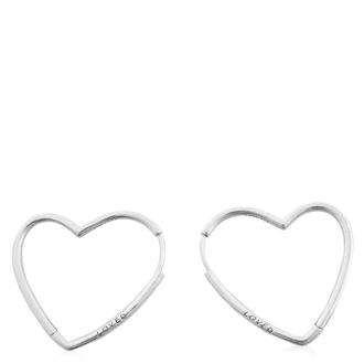 Pandora Ladies Sterling Silver Asymmetrical Heart Hoop Earrings